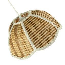 Rackhams Vintage Victorian Rattan Pendant Shade with White Embroidered Trim - thumbnail 3