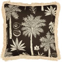 Rackhams Colonial Fringed Palm Tree Cushion Cover - Espresso - 45cm x 45cm - Espresso - 100% Polyester - thumbnail 1