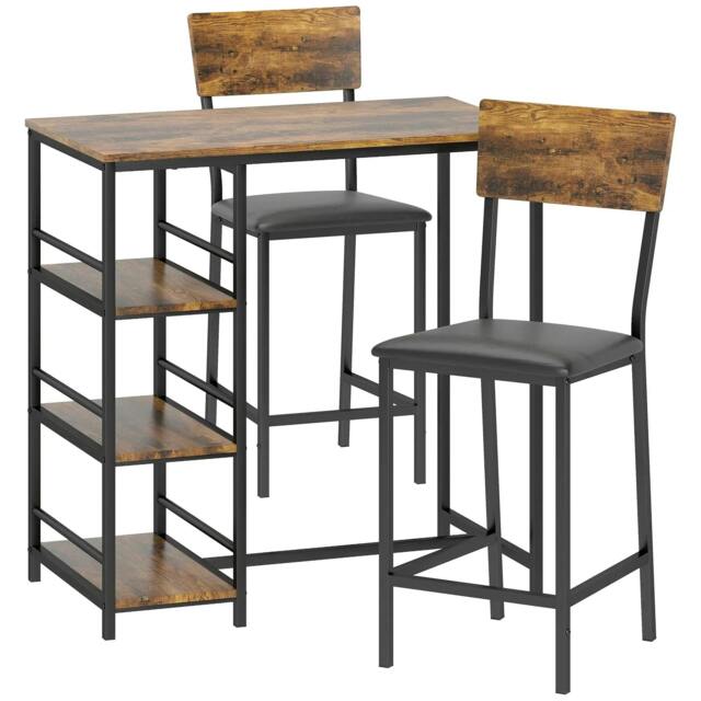 Rackhams Three-Piece Compact Bar Table Set - Brown/Black
