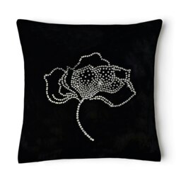 Rackhams Beautiful Velvet Rose Gem Stud Cushion - 43cm x 43cm - Black