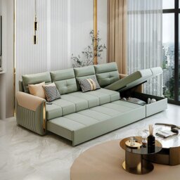 Rackhams Malhotra L Shape Sofa Bed, Small Corner Sofa Bed - Beige - Right Hand Facing - 220cm - thumbnail 6