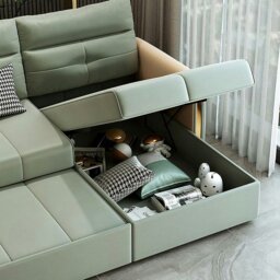 Rackhams Malhotra L Shape Sofa Bed, Small Corner Sofa Bed - Beige - Right Hand Facing - 220cm - thumbnail 5
