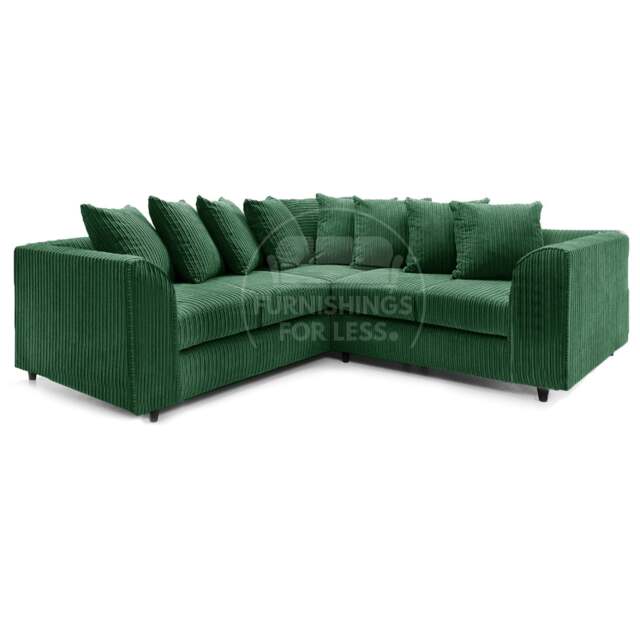 Rackhams Ferguson / Luxor Full Jumbo Cord Corner Sofa - Green - image 1