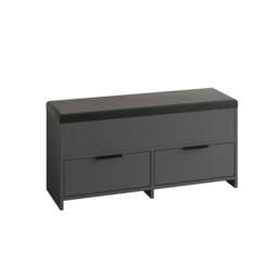 Rackhams Modern Cove Shoe Storage with Fabric Bench 2-Tier Cabinet Hallway Entryway Storage 106x34x50cm - Dark Oak - thumbnail 3
