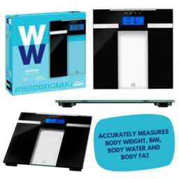 Rackhams Weight Watchers Ultra Slim Glass Electronic Body Analyser Bathroom Scale - Body Analyser Scale - Black - thumbnail 4