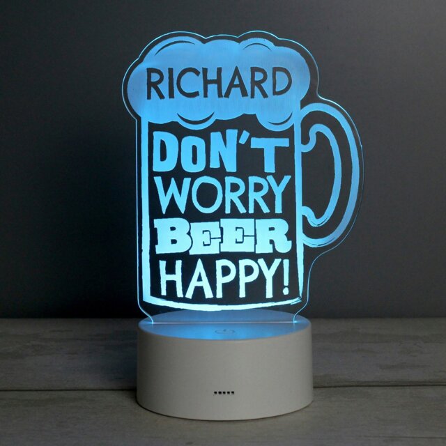 "Rackhams Personalised ""Beer Happy"" LED Colour Changing Light" - image 1