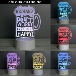 "Rackhams Personalised ""Beer Happy"" LED Colour Changing Light" - thumbnail 2