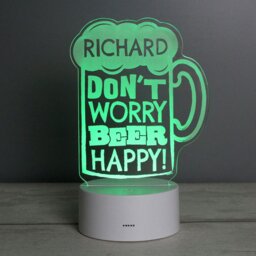 "Rackhams Personalised ""Beer Happy"" LED Colour Changing Light" - thumbnail 4