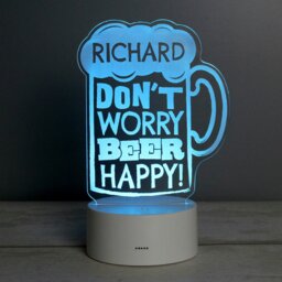 "Rackhams Personalised ""Beer Happy"" LED Colour Changing Light"