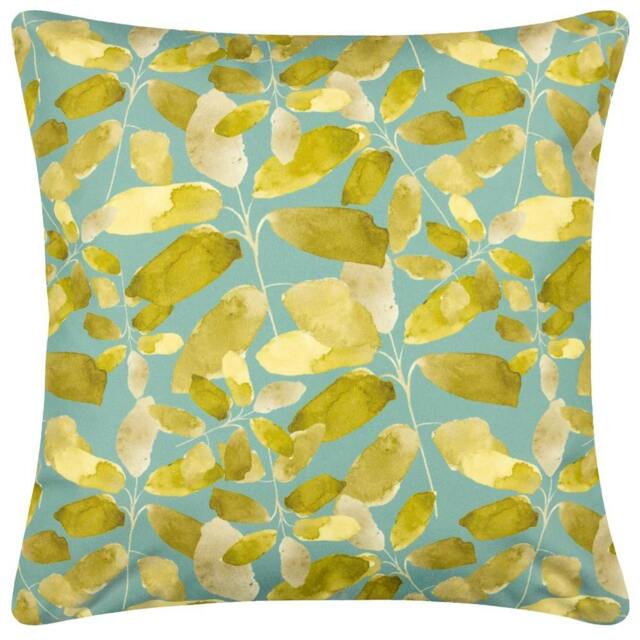 Rackhams Lorena Printed Outdoor Cushion Cover - Aqua - 43cm x 43cm - Aqua - 100% Polyester - image 1