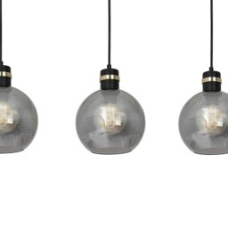 Rackhams Omega Hand Made Linear Pendant Lamp With Elegant Smoked Glass Spheres Quality Matt Black Fittings With Gold Detail - thumbnail 3