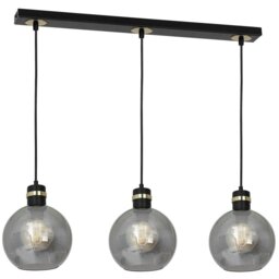 Rackhams Omega Hand Made Linear Pendant Lamp With Elegant Smoked Glass Spheres Quality Matt Black Fittings With Gold Detail - thumbnail 4