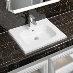 Rackhams 5414 Ceramic 61cm Mid-Edge Inset Basin with Oval Bowl - White - 60cm