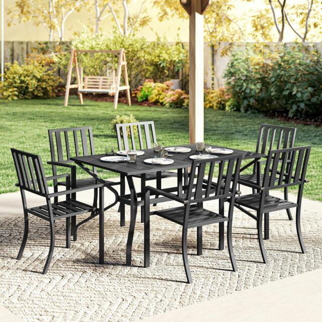 Rackhams 7 Pieces Patio Dining Set with Umbrella Hole, for Poolside, Garden - image 1