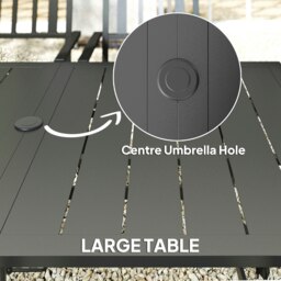 Rackhams 7 Pieces Patio Dining Set with Umbrella Hole, for Poolside, Garden - Black - Galvanised steel - 150 x 90 x 73cm - thumbnail 4