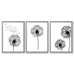 Rackhams DANDELIONS Set of 3 Framed Sketch Wall Art Prints - 59x84cm (A1) - Light Oak - thumbnail 6