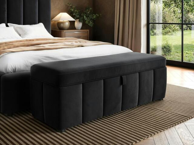 Rackhams Emilie Black Velvet Blanket Box - Black Velvet - image 1