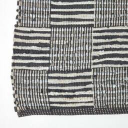 Rackhams Black & White Real Leather Handwoven Striped Block Check Rug - 120 x 180 cm - thumbnail 3