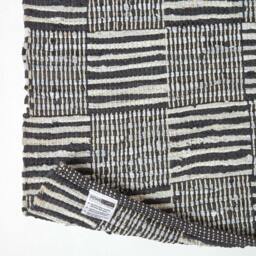 Rackhams Black & White Real Leather Handwoven Striped Block Check Rug - 120 x 180 cm - thumbnail 5