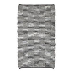 Rackhams Black & White Real Leather Handwoven Striped Block Check Rug - 120 x 180 cm - thumbnail 2