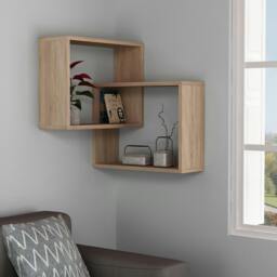 Rackhams Ring Corner Wall Mounted Modern Bookcase Display Unit 60cm - Mocha,Anthracite Grey - thumbnail 5
