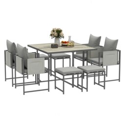 Rackhams 8 Seater Garden Dining Set, Cube Garden Furniture with Cushions - thumbnail 2