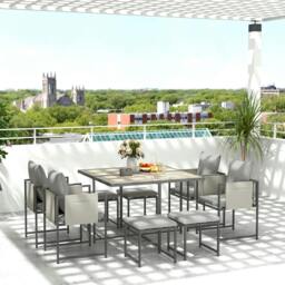 Rackhams 8 Seater Garden Dining Set, Cube Garden Furniture with Cushions