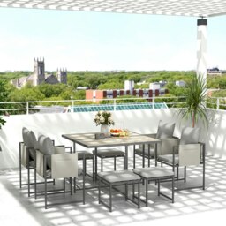 Rackhams 8 Seater Garden Dining Set, Cube Garden Furniture with Cushions