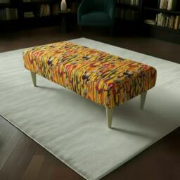 Rackhams Rectangular Coffee Table Ottoman – Vibrant Multi-Toned Footstool - 24 x 24 Inches (61 x 61cm) - thumbnail 1