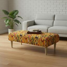 Rackhams Rectangular Coffee Table Ottoman – Vibrant Multi-Toned Footstool - 24 x 24 Inches (61 x 61cm) - thumbnail 6