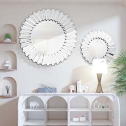 Rackhams Decorative Round Sunburst Wall Mirror 60 or 80cm Unique 3D Effect Living Room - 60cm - thumbnail 2