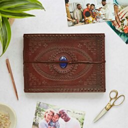 Rackhams Indra Medium Embossed & Stitched Leather Photo Album with Semi-Precious Stone - Tiger's Eye - thumbnail 5