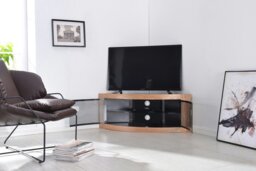 "Rackhams PANGEA Black Oak Beam-Thru Curved Tru-Corner 32""-50"" TV Cabinet" - thumbnail 5