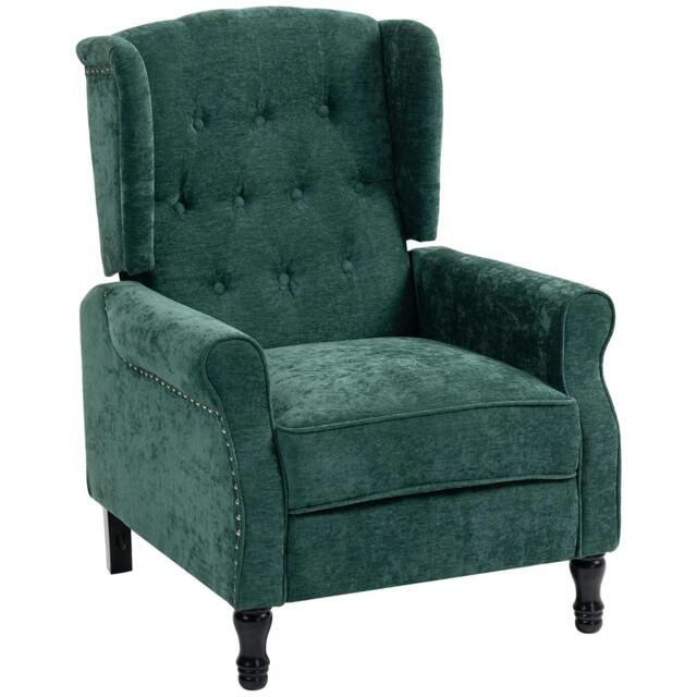 Rackhams 150° Reclining Vintage Armchair, with footrest - Dark Green