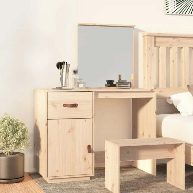 Rackhams Cosmetic Desk 95x50x134 cm Solid Wood Pine - Brown - Solid pine wood (untreated), acrylic