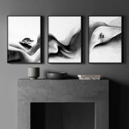 Rackhams Modern Wall Art Living Room - Set of 3 Asian Inspired Wall art Prints - A2 16.54 x 23.39 in / 42 x 59.4 cm - Matte Museum Quality Art Paper 290 gsm - White Frame - thumbnail 3