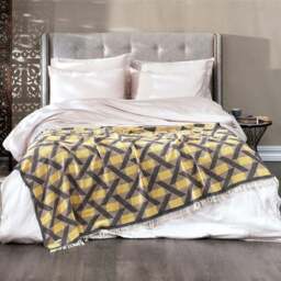 Rackhams Camden Soft Cotton Jacquard Throw - Marigold Orange on Taupe - thumbnail 6