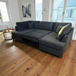 Rackhams Vienna Plush Velvet U Shape Corner Sofa - Black
