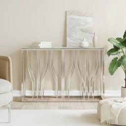 Rackhams Console Table Silver 110x30x70 cm Stainless Steel and Glass