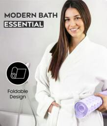 Rackhams Bath Mat Non Slip, 100 x 40cm Extra Long Shower Mat with Suction Cups and Drain Holes - Pink - thumbnail 6