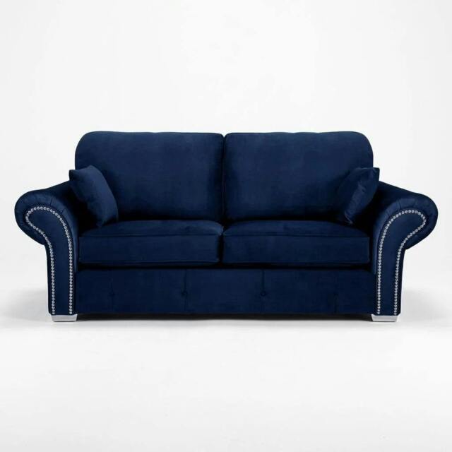 Rackhams Olympia Living Room Furniture Range - Plush Midnight Blue - 3 Seater - image 1