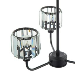 Rackhams Modern Black Ceiling Light Fitting with Clear Crystal Glass Rods on Three Shades - thumbnail 5