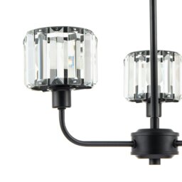 Rackhams Modern Black Ceiling Light Fitting with Clear Crystal Glass Rods on Three Shades - thumbnail 3