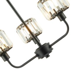 Rackhams Modern Black Ceiling Light Fitting with Clear Crystal Glass Rods on Three Shades - thumbnail 4