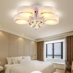 Rackhams Ceiling Light Semi-Flush Mount, Cylindrical Acrylic Lampshades, Crystal Drops - 5 cylindrical shades - thumbnail 1