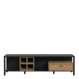 Rackhams High Rock Wide TV Unit in Matt Black/Riviera Oak - 1 - thumbnail 2