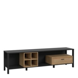 Rackhams High Rock Wide TV Unit in Matt Black/Riviera Oak - 1 - thumbnail 1