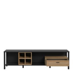 Rackhams High Rock Wide TV Unit in Matt Black/Riviera Oak - 1 - thumbnail 4