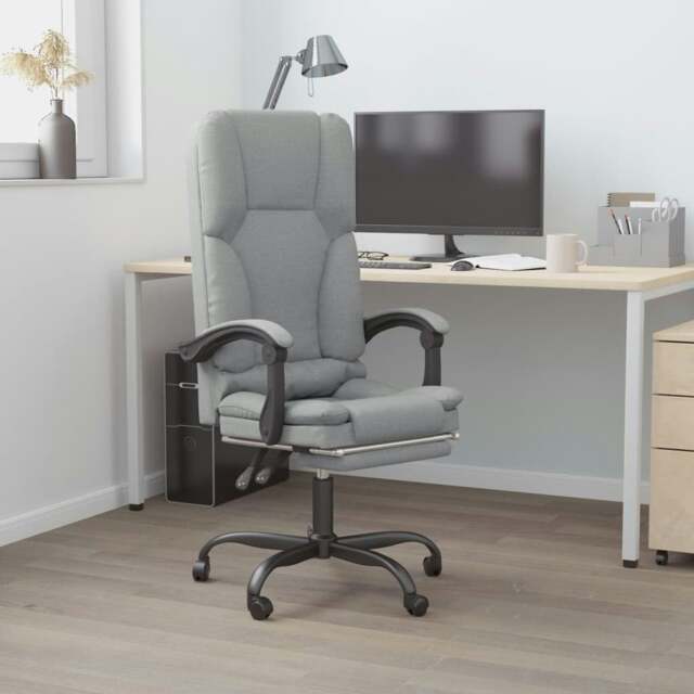 Rackhams Massage Reclining Office Chair Light Grey Fabric
