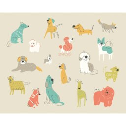 Rackhams Happy Dogs Wall Mural - Gold - Large - W350cm x H280cm - thumbnail 2